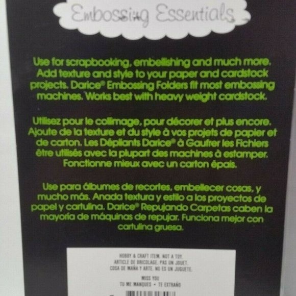 Darice Embossing Folder Miss You Scrapbook Paper Crafts Card Making - Picture 4 of 6